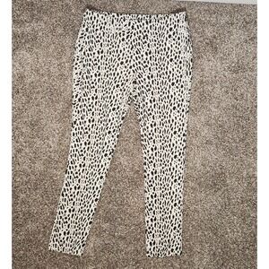 Lena Gabrielle Ponte Pants Women's Size‎ 12 Black White Leopard Pull-On Stretch
